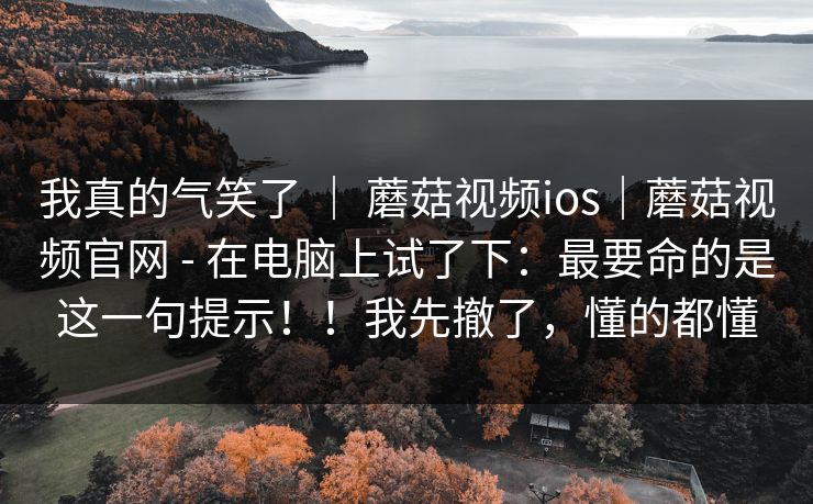 我真的气笑了 ｜ 蘑菇视频ios｜蘑菇视频官网 - 在电脑上试了下：最要命的是这一句提示！！我先撤了，懂的都懂