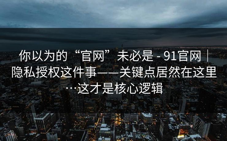 你以为的“官网”未必是 - 91官网｜隐私授权这件事——关键点居然在这里…这才是核心逻辑