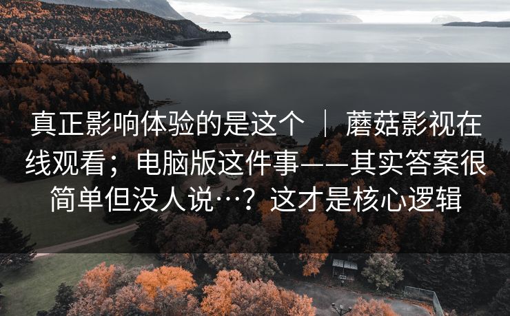 真正影响体验的是这个 ｜ 蘑菇影视在线观看；电脑版这件事——其实答案很简单但没人说…？这才是核心逻辑